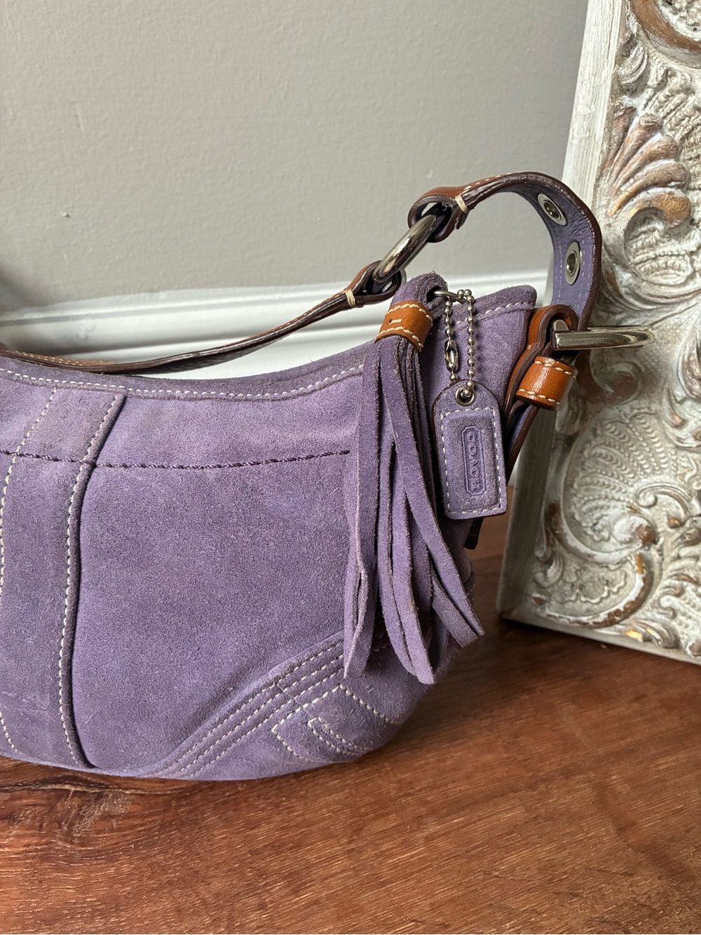 Coach Vintage Y2K Suede Leather Shoulder Bag, Purple, 8A14 - Picture 12 of 15
